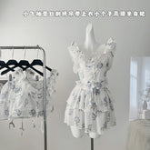 BXOXO - summer inspo Fashionable Gentle Style Hot Girls Suit Summer Sleeveless Ruffles Slim Fit Top High Waist Mini Skirt Two-piece Set